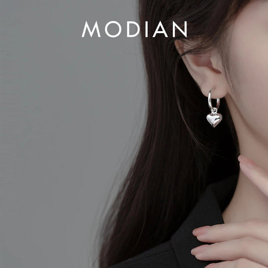Pendientes Modian de plata de ley 925 con forma de corazón romántico, clásicos, dorados, para boda, joyería fina para mujer.