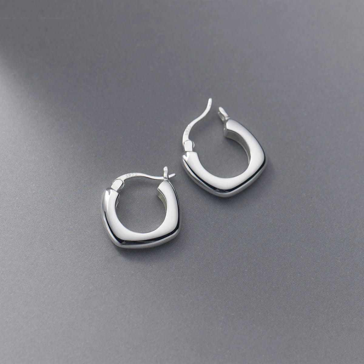 MODIAN Real 925 Sterling Silver Smooth Square Simple Ear Buckle Trendy Party Charm Hoop Earrings For Women Fine Jewelry Gift