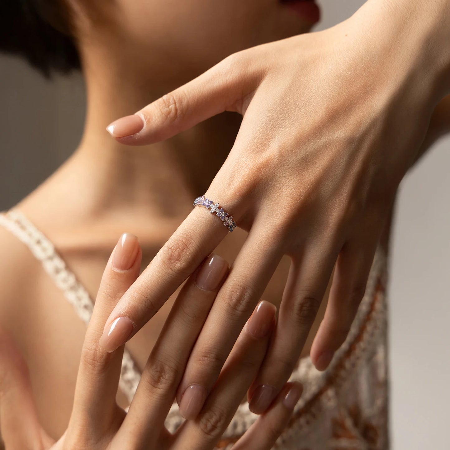 MODIAN 925 Sterling Silver Lucky Four-Leaf Clover Zirconia Eternity Band Rings For Women Fine Wedding Jewelry Accessories