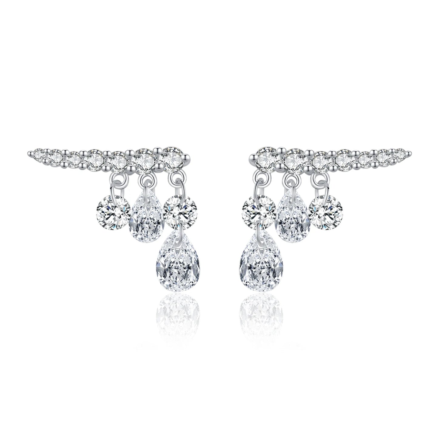 Pendientes MODIAN de plata de ley 925 con circonita cúbica brillante y diseño geométrico en forma de gota para mujer, joyería fina para bodas y compromisos.