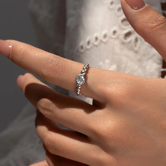 MODIAN 0.5Ct VVS1 Moissanite Rings 925 Sterling Silver Fashion Stackable Finger Ring For Women Wedding Anniversary Jewelry