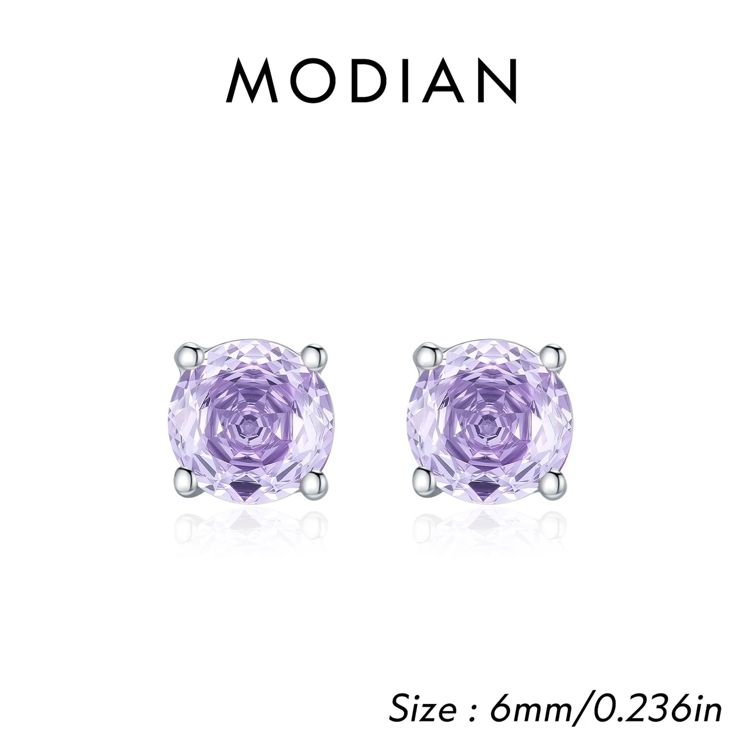 MODIAN Multicolor 925 Sterling Silver Rose Cut Round Zirconia Earrings Paraiba Color Fashion Stud Earrings For Women Jewelry
