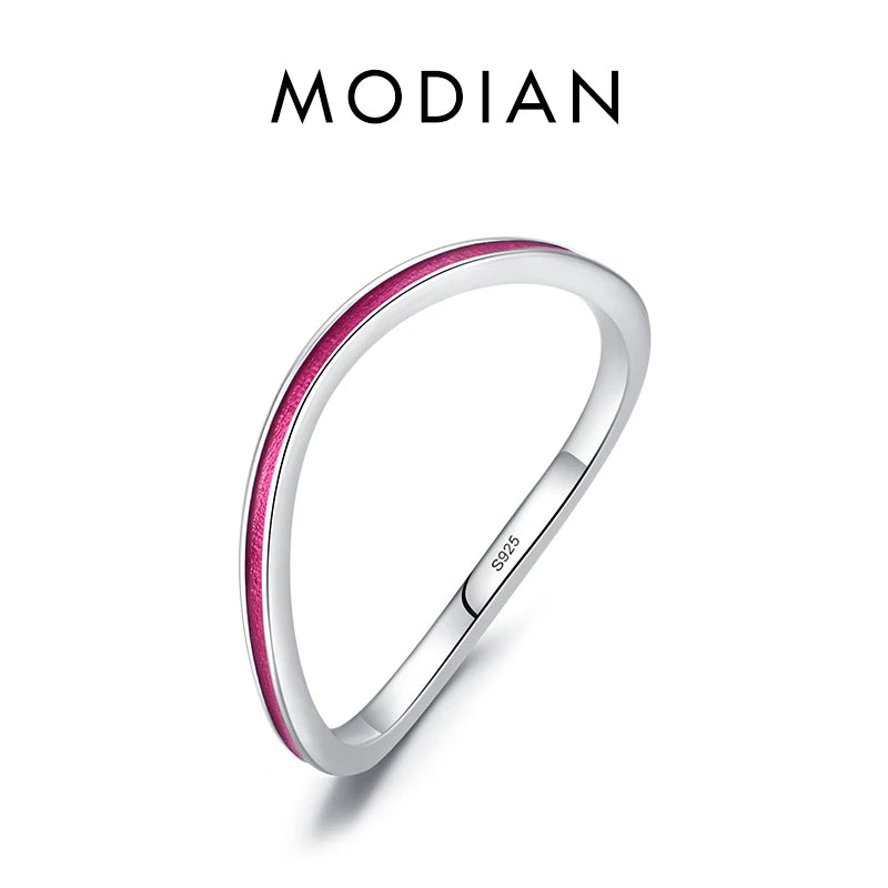 Anillo de eternidad MODIAN de plata de ley 925 con circonitas cúbicas multicolores y diamantes simulados para mujer, joyería de boda con ondas irregulares a la moda