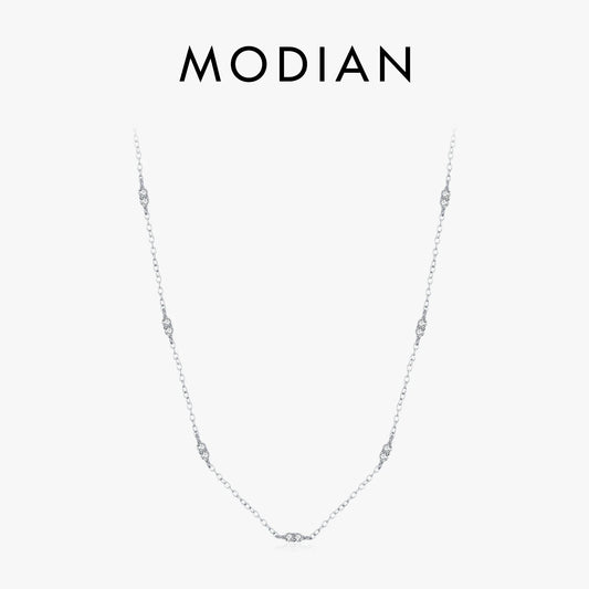 Gargantilla MODIAN de plata de ley 925 con circonitas cúbicas, chapada en oro blanco, joyería para mujer