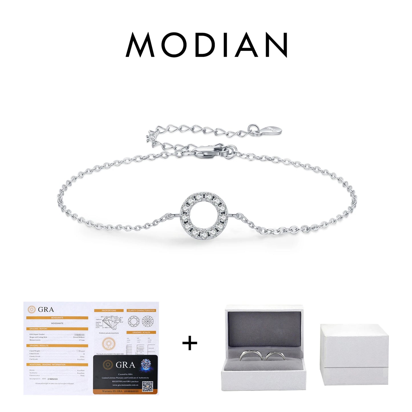 MODIAN D Color Moissanite Bracelet 925 Sterling Silver Fashion Hallow Out Round Link Chain Bracelet For Women Fine Jewelry Gifts
