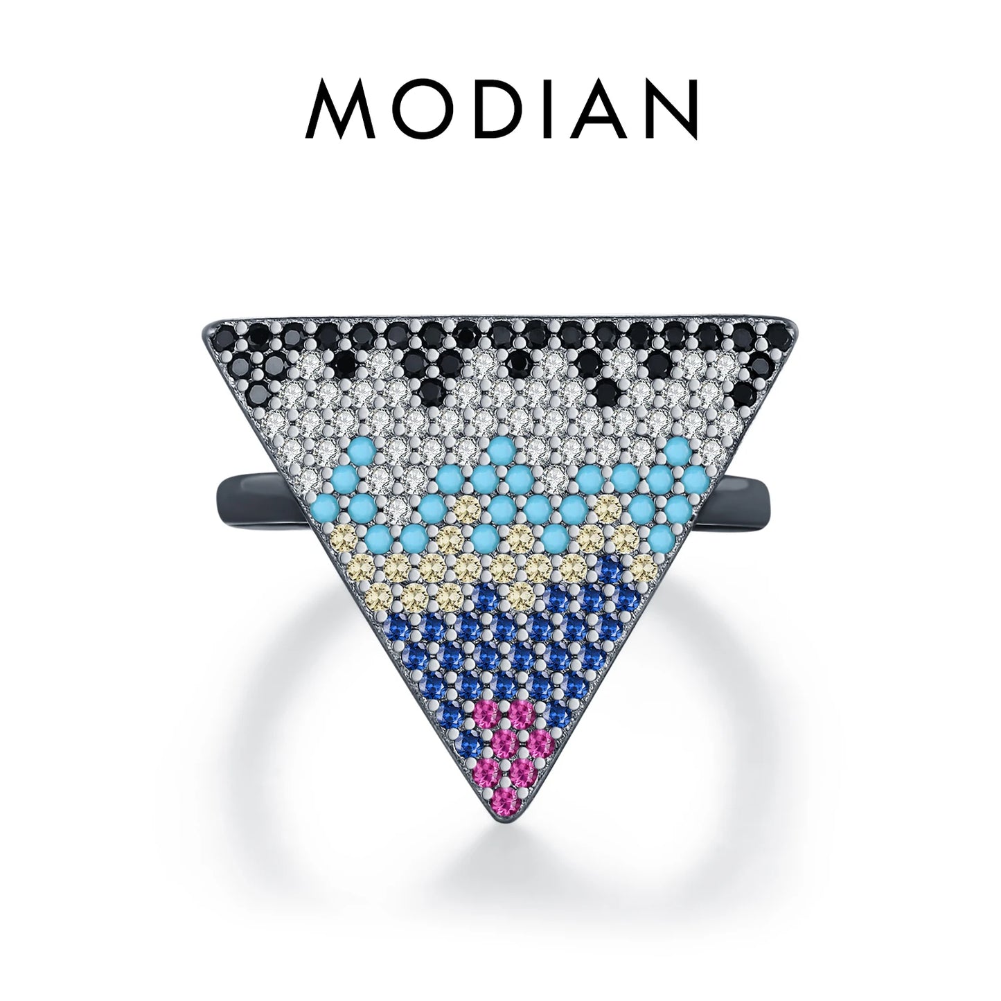 MODIAN 925 Sterling Silver 4 Styles Hip Hop Black Color Rings Full CZ Geometric Round Finger Rings For Women Party Fine Jewelry