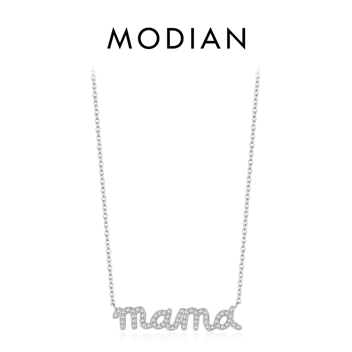Collar MODIAN de plata de ley 925 con colgante de circonita cúbica brillante y engaste pavé, cadena de eslabones de color dorado a la moda para mujer, joyería fina, regalos.
