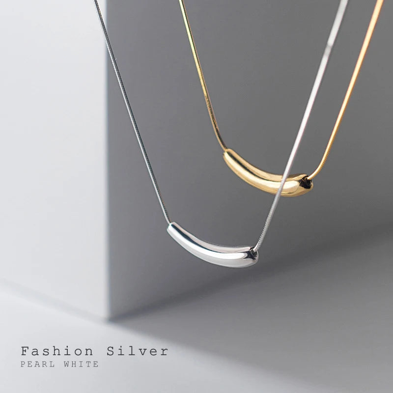 Modian Brands Classic Sliver Beads Fashion Pendant Necklace for Women 925 Sterling Silver Link Snake Chain Fine Jewelry Bijoux