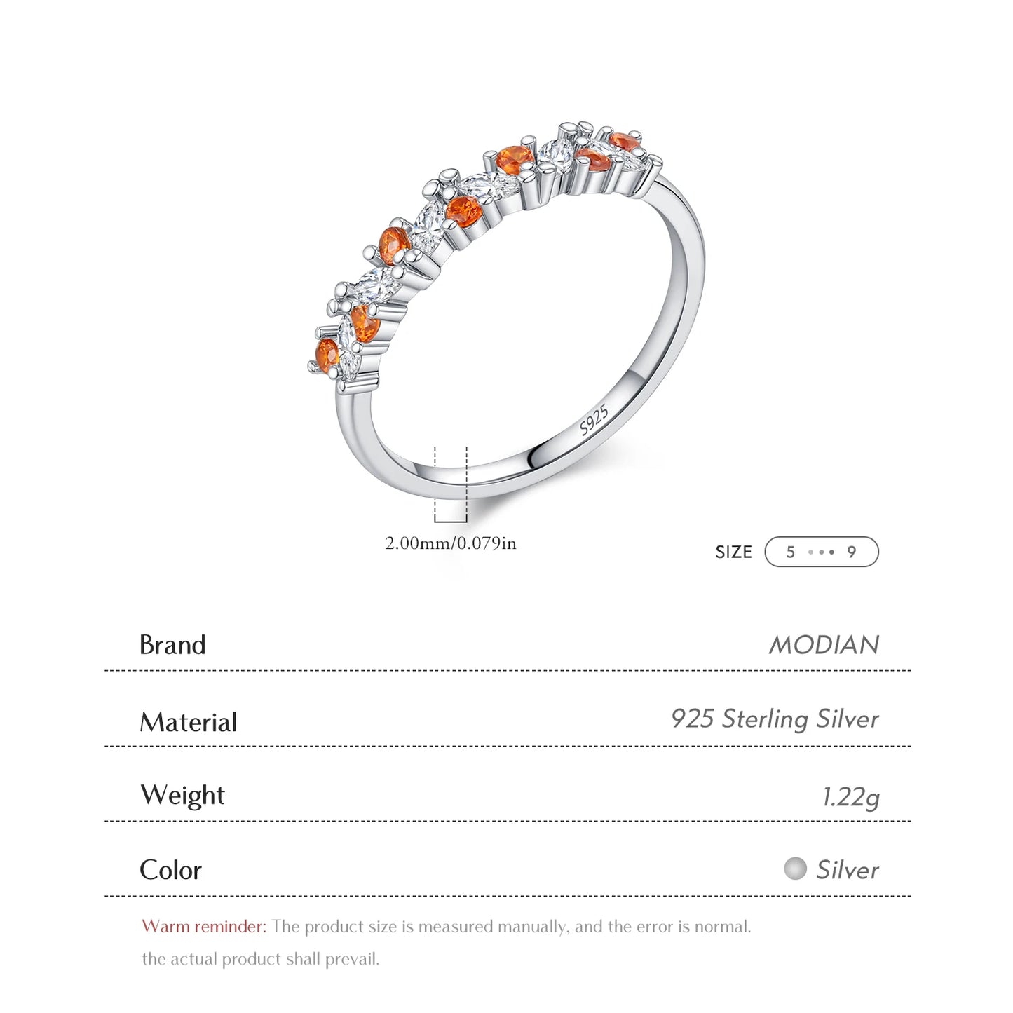 MODIAN 925 Sterling Silver Sparkling Geometric Colorful Cubic Zirconia Simple Finger Rings For Women Party Fine Jewelry