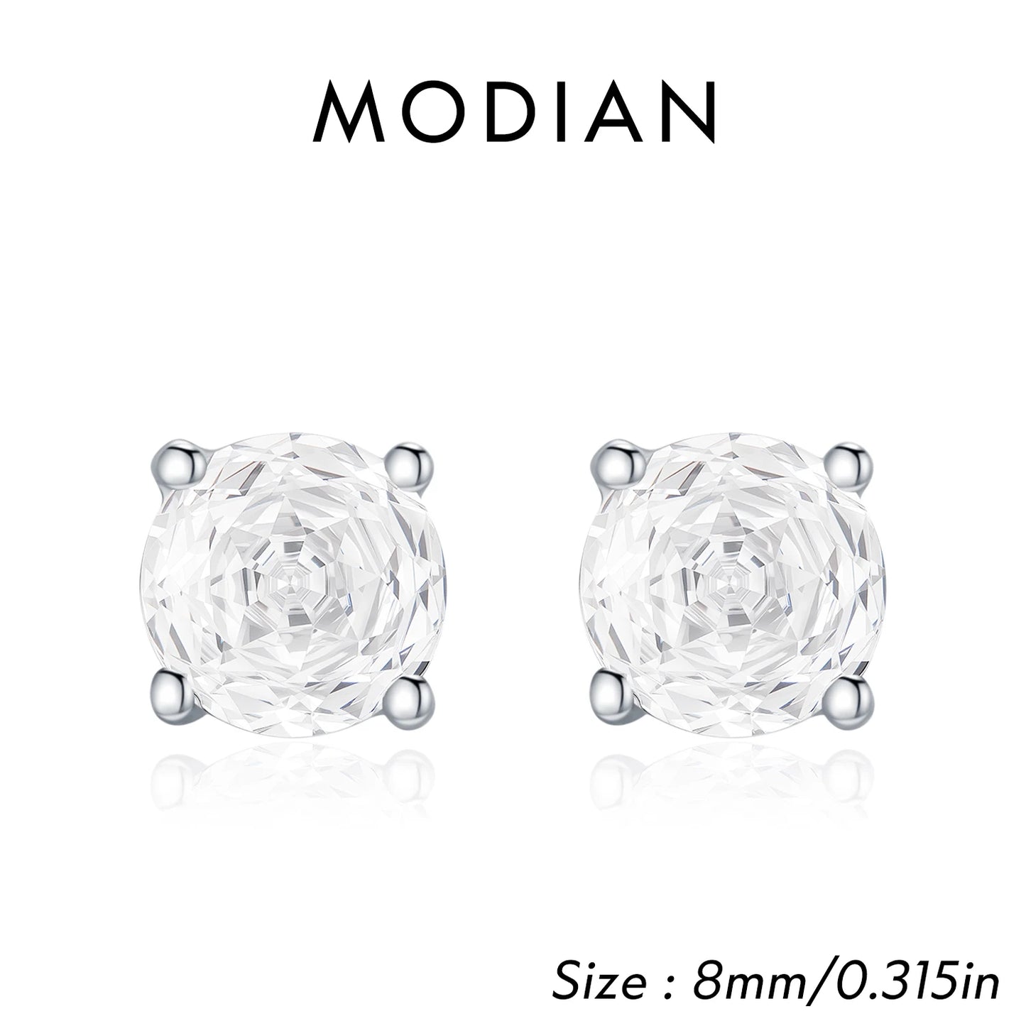 MODIAN Multicolor 925 Sterling Silver Rose Cut Round Zirconia Earrings Paraiba Color Fashion Stud Earrings For Women Jewelry