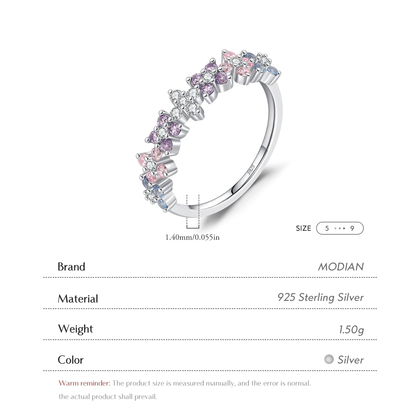 MODIAN 925 Sterling Silver Lucky Four-Leaf Clover Zirconia Eternity Band Rings For Women Fine Wedding Jewelry Accessories