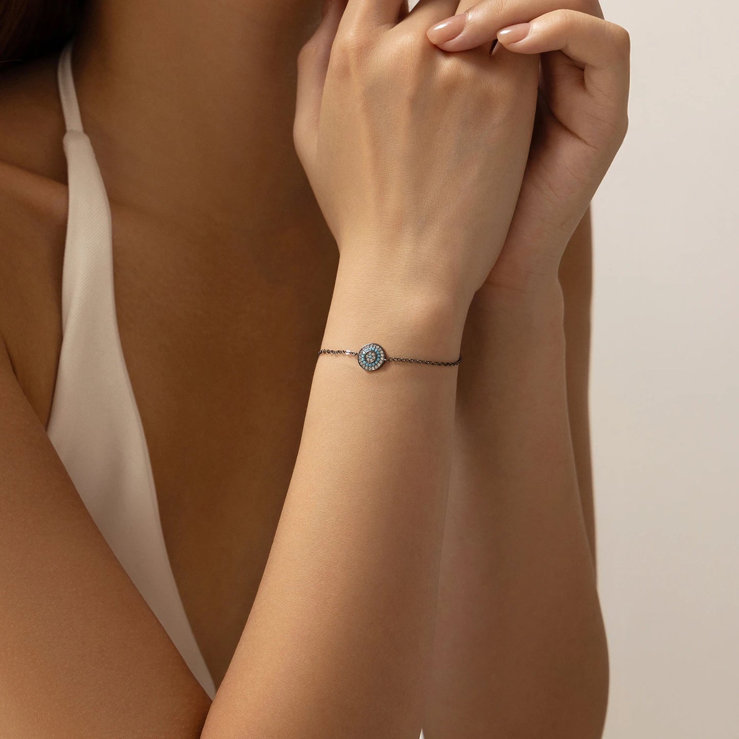 MODIAN 925 Sterling Silver Retro Synthetic Turquoise Geometric CZ Stars Palm Link Chain Bracelet For Women Punk Fine Jewelry