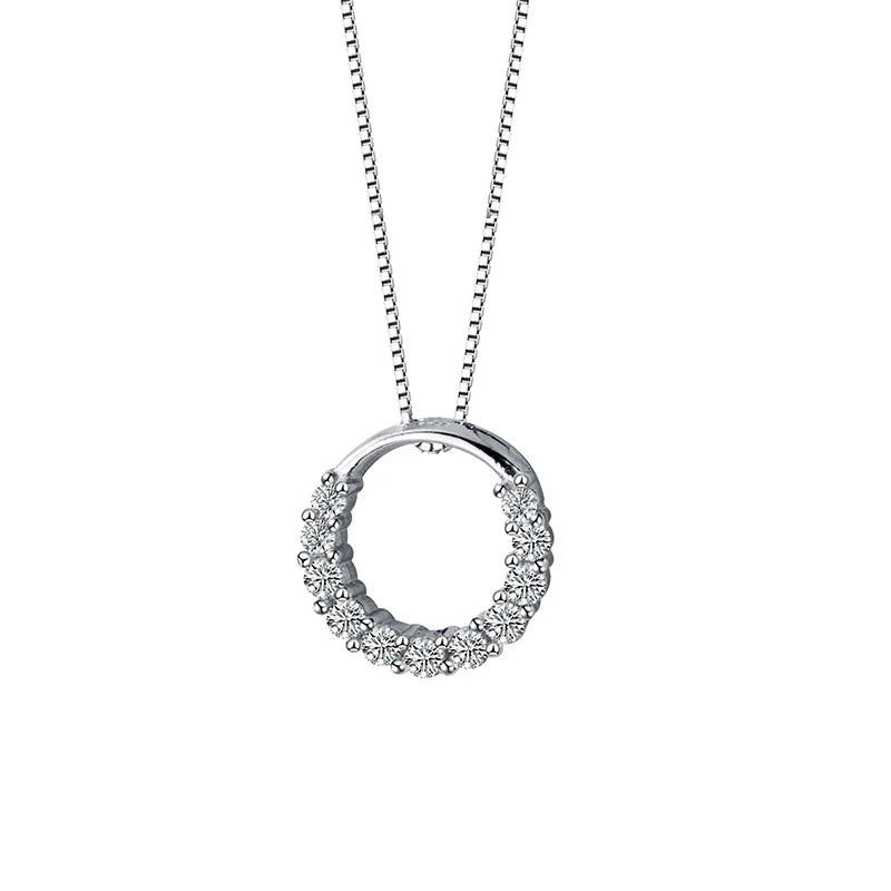 Modian New Sale Real 925 Sterling Silver Round Clear CZ Exquisite Luxury Pendant Necklace For Women Wedding Fine Jewelry