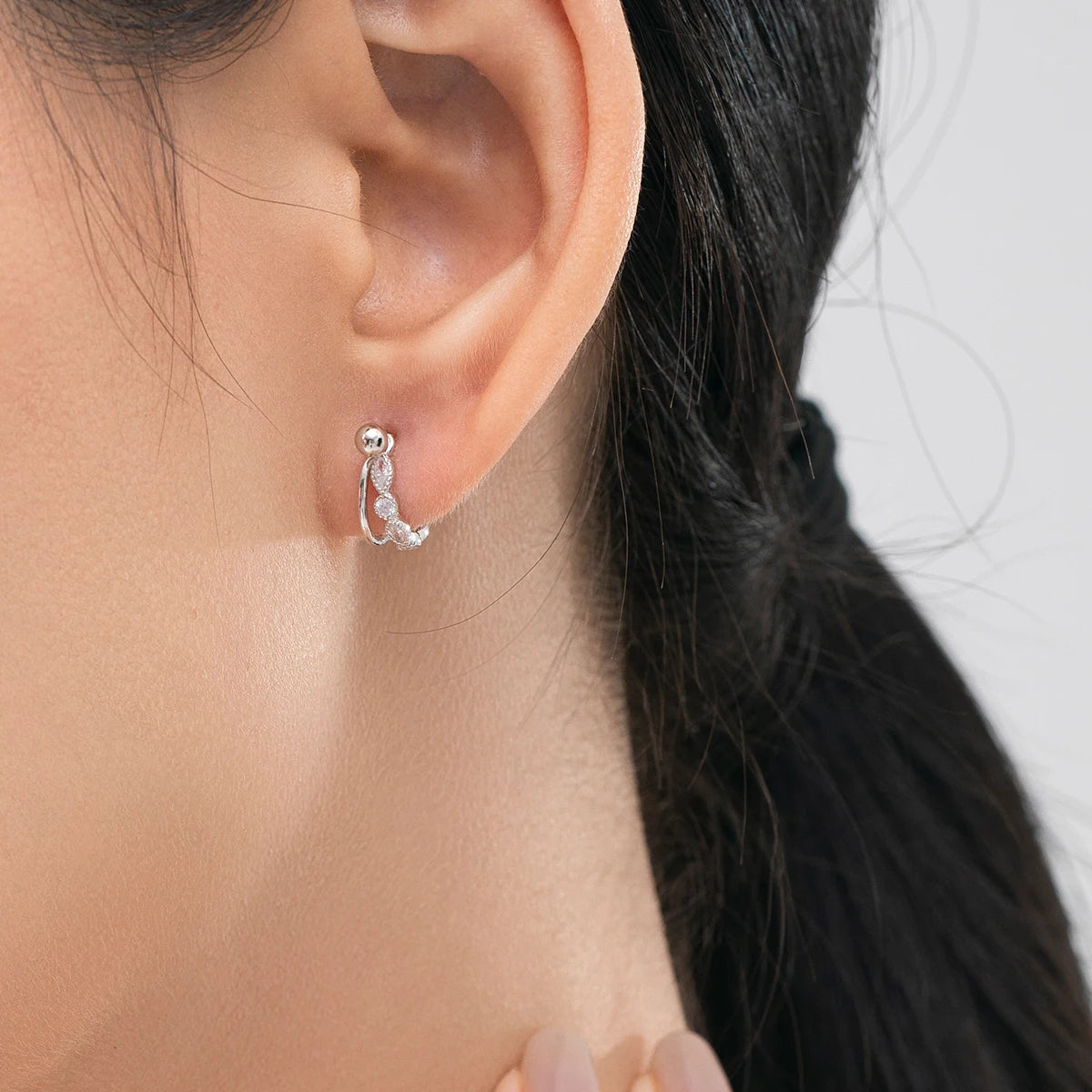 MODIAN Real 925 Sterling Silver Double Deck Trendy Line Hoop Earrings Screw Detachable Clip Ears For Women Girls Fine Jewelry