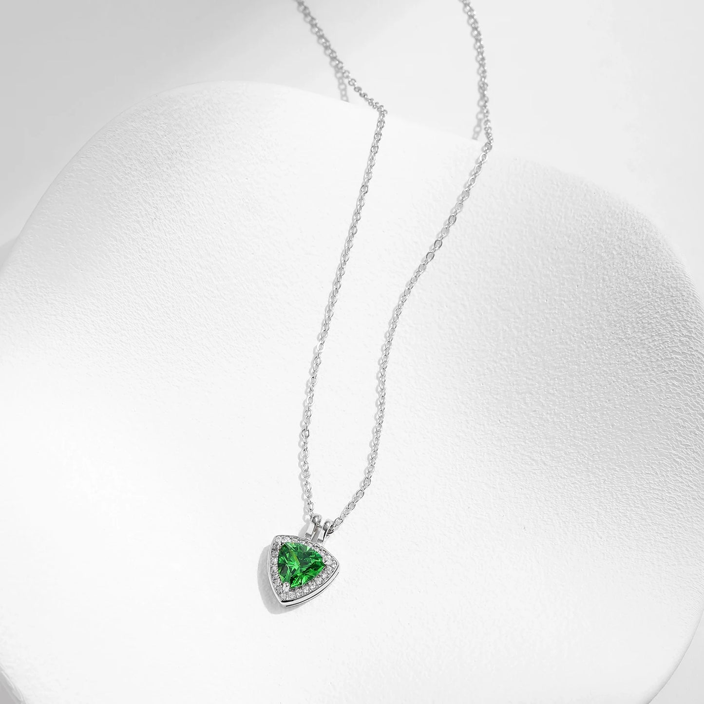 MODIAN Luxury Link Chain Necklace 925 Sterling Silver Elegant Triangle Green CZ Pendant Necklace For Women Fine Jewelry