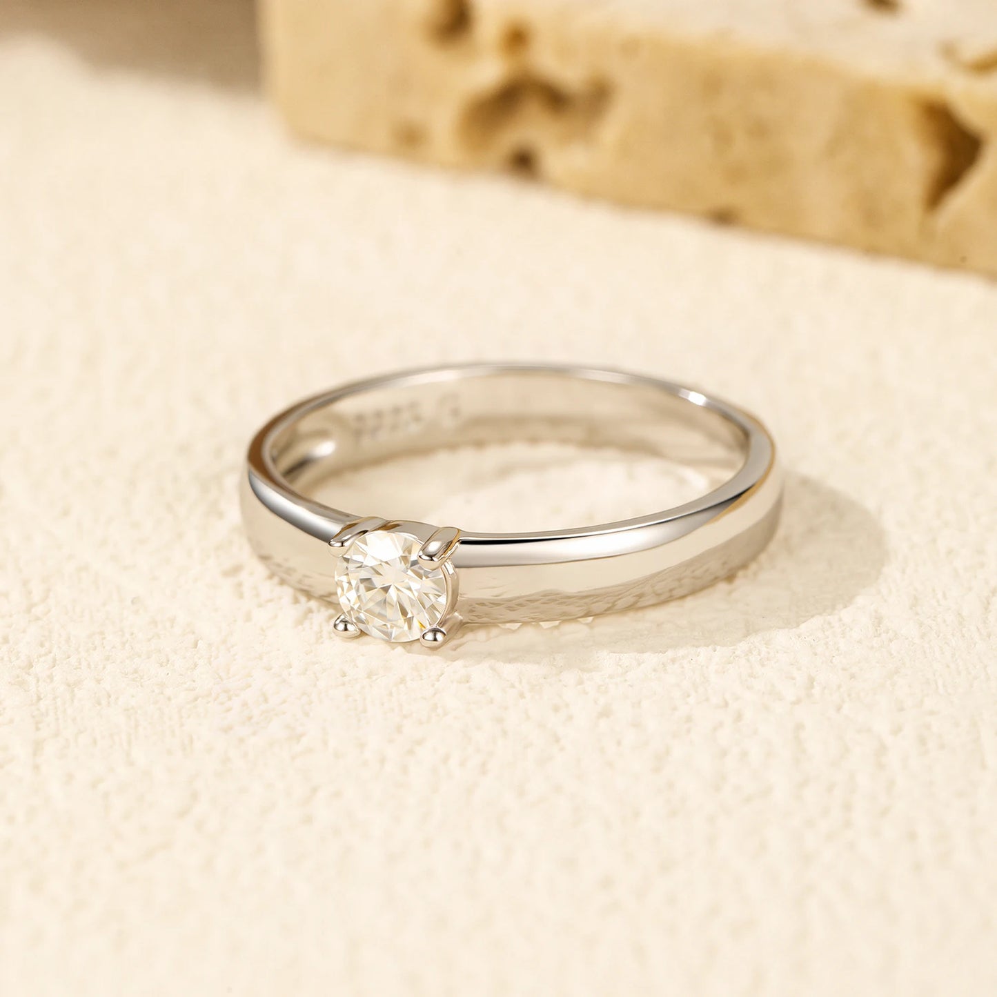 MODIAN D Color Round Moissanite Rings 925 Sterling Silver Fashion Simple Ring For Women Wedding Statement Jewelry Gifts
