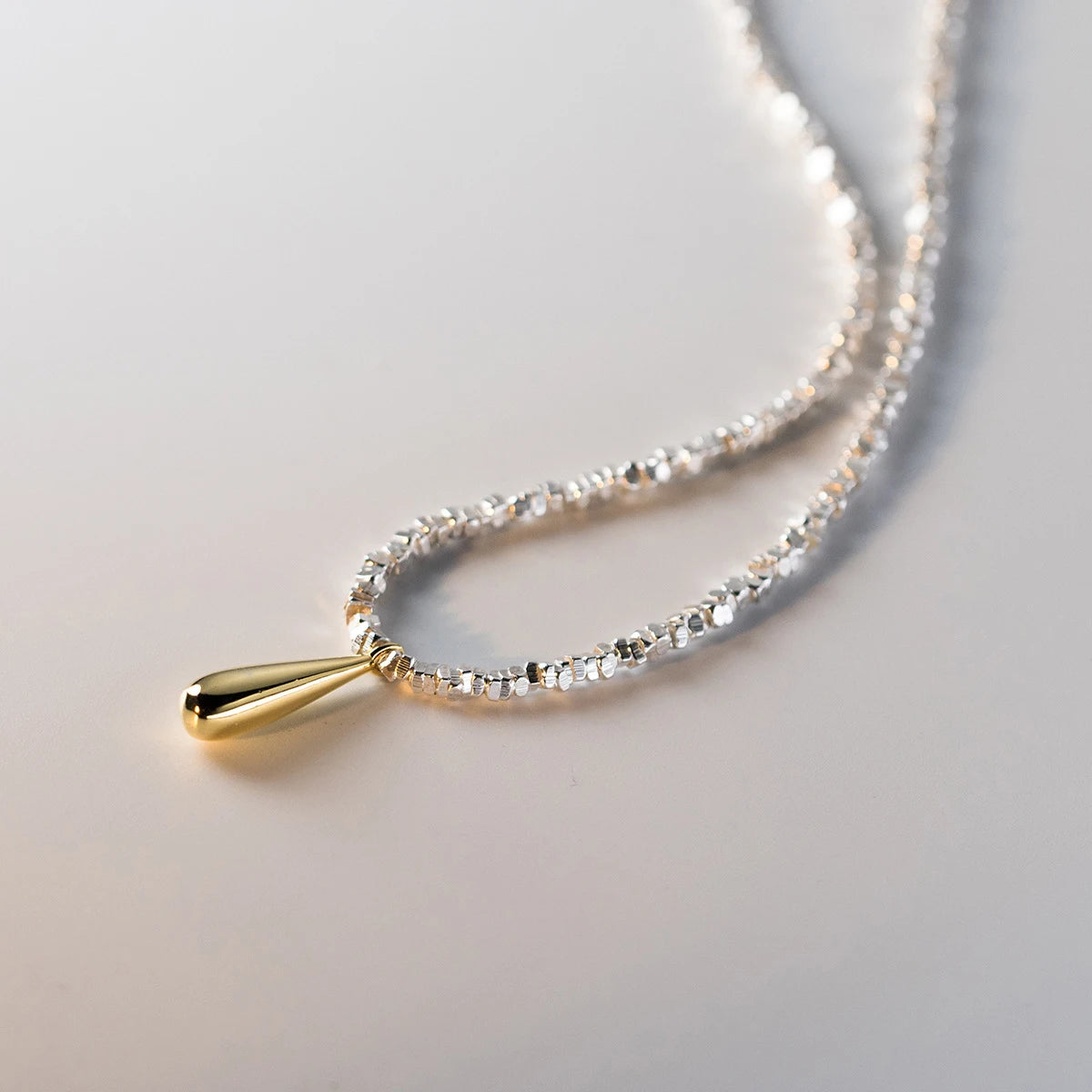 Collar de cadena de eslabones geométricos de plata de ley 925 MODIAN, colgante clásico de gota de agua de color dorado para mujer, joyería fina