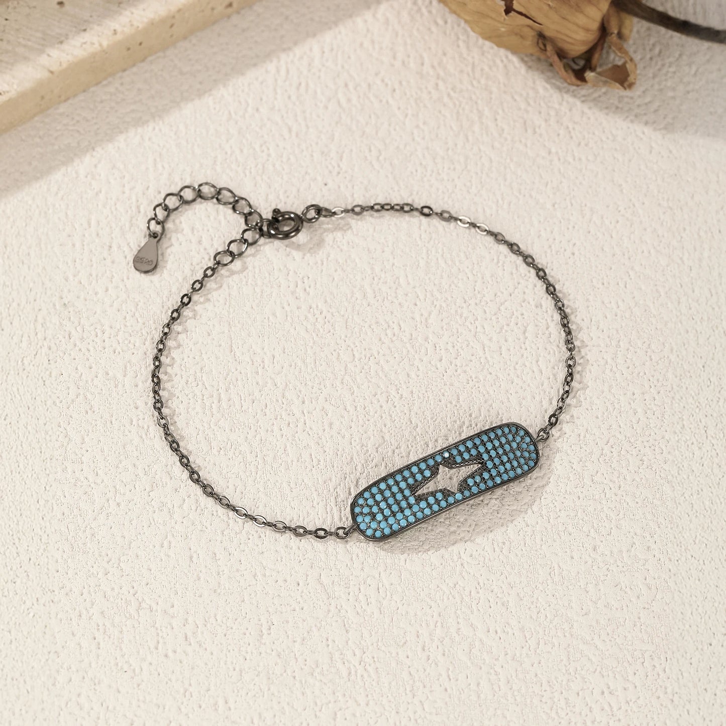 MODIAN Original Hollow Starlight Bracelet 925 Sterling Silver Turquoise Black Punk Link Chain Bracelet For Women Fine Jewelry
