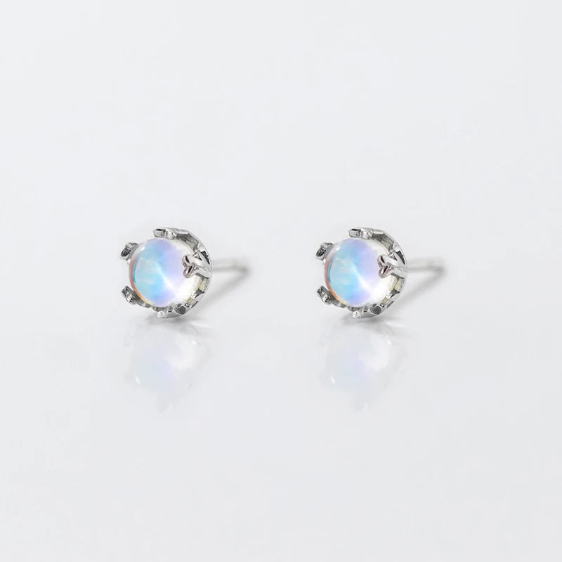 Modian 925 Sterling Silver Round Drop Oval Shape Exquisite Stud Earrings for Women Fine Jewelry Simple MoonStone Anniversary