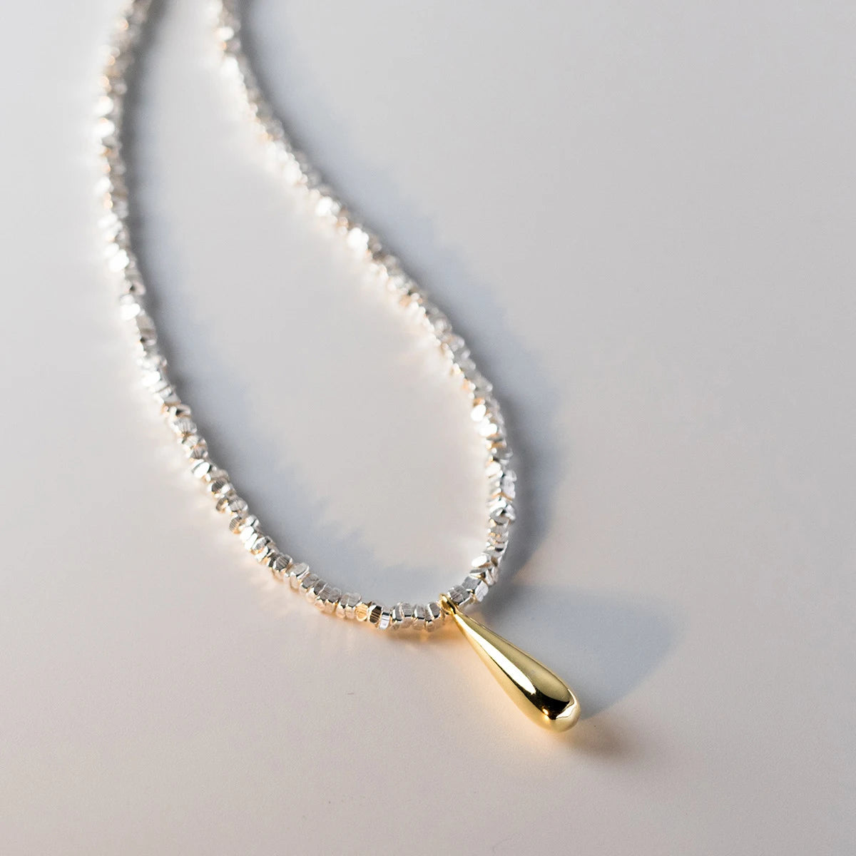 Collar de cadena de eslabones geométricos de plata de ley 925 MODIAN, colgante clásico de gota de agua de color dorado para mujer, joyería fina