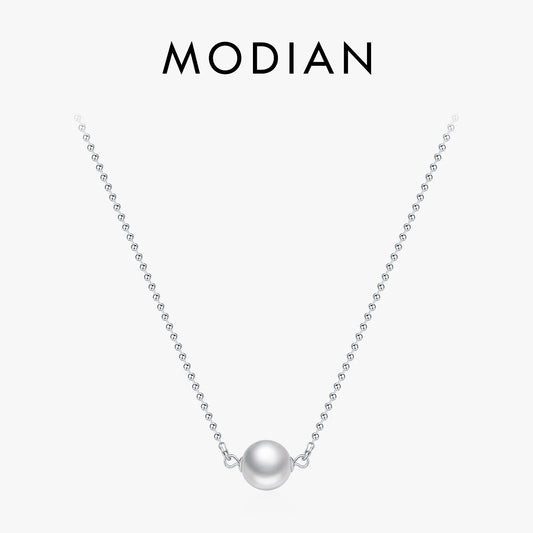 Collar elegante de perlas de cristal MODIAN de plata de ley 925, collares con colgantes de cuentas de moda, joyería fina, regalos para mujeres