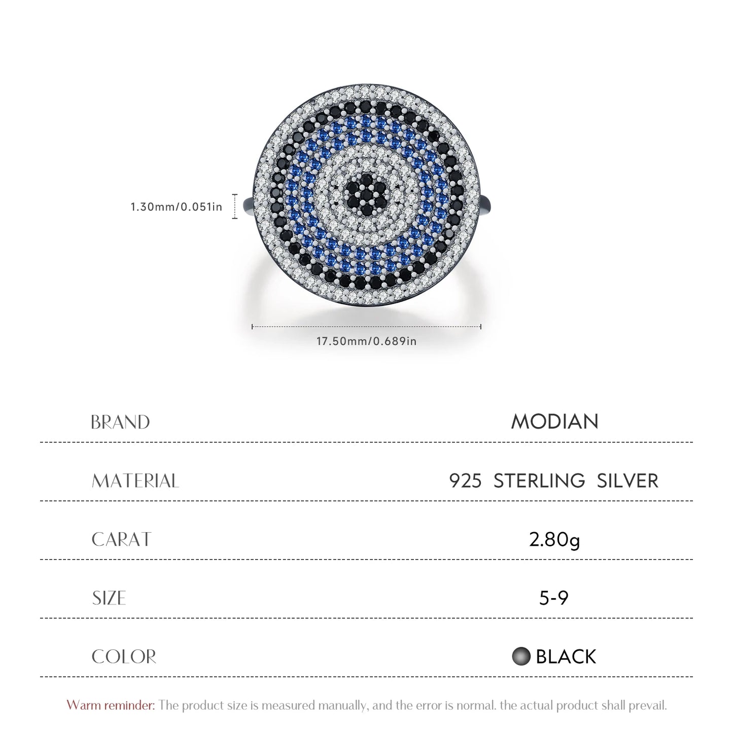 MODIAN 925 Sterling Silver Luxury Retro Zirconia Round Eyes Finger Rings Black Golden Fashion Ring For Women Party Fine Jewelry