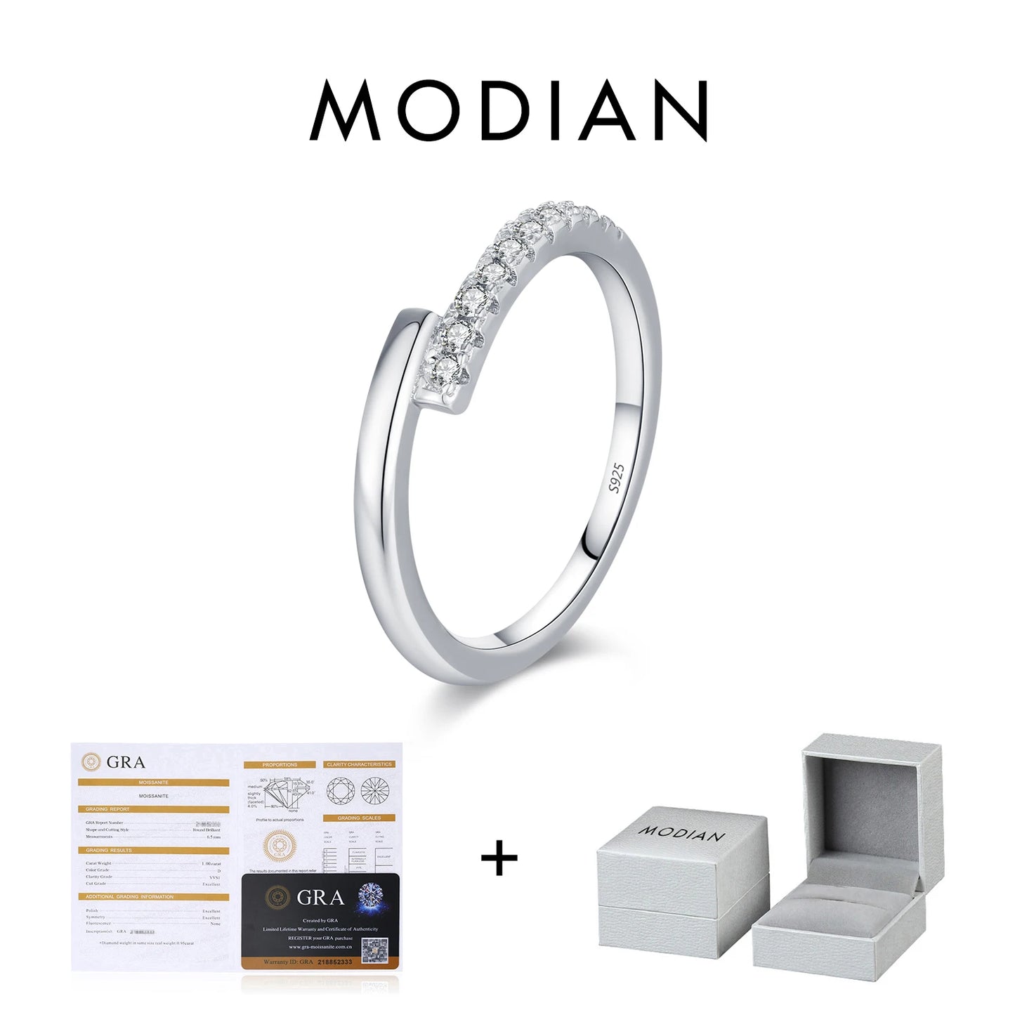 MODIAN D Color Moissanite 925 Sterling Silver Simple Sparkle Geometric Eternity Band Rings For Women Daily OL Fine Jewelry