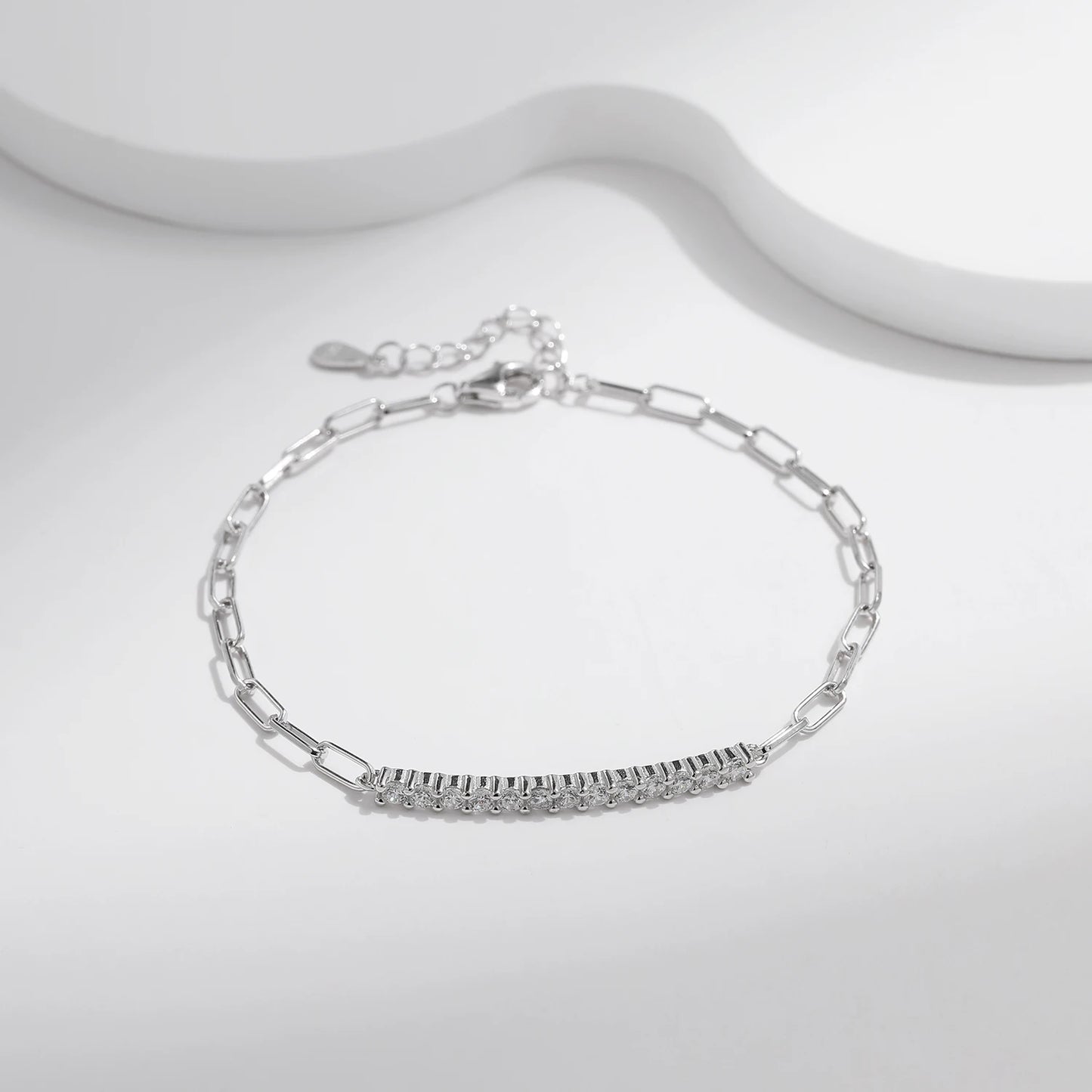 MODIAN Sparkling D Color Moissanite Bracelet 925 Sterling Silver Lock Stackable Trendy Bracelets For Women Jewelry With Gift Box