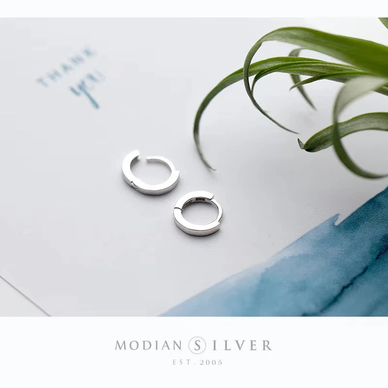 Pendientes de aro Modian redondos y sencillos para mujer, clásicos, bonitos, de plata de ley 925 auténtica, regalo de aniversario, joyería.