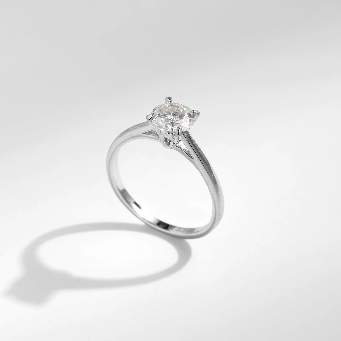 MODIAN 1CT D Color Round High Quality Moissanite Ring For Women 925 Sterling Silver Romantic Wedding Engagement Band Jewelry