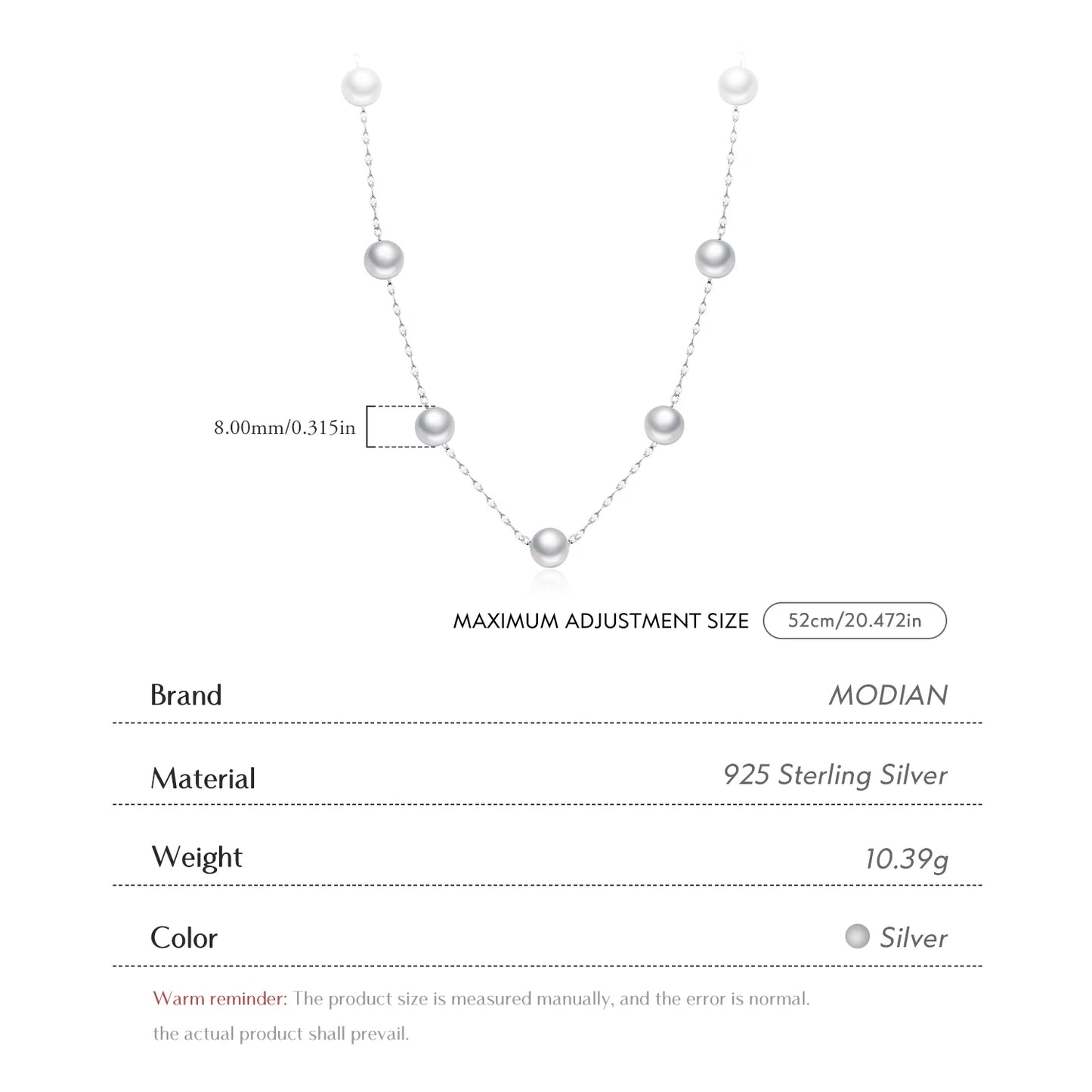 MODIAN 925 Sterling Silver Elegant Y Shape Pendant Necklace Sweet Crystal Pearls Charm Necklaces For Women Party Fine Jewelry