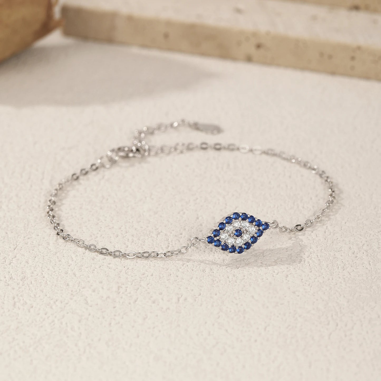 MODIAN 925 Sterling Silver Blue Eyes Zirconia Bracelet Trendy Stackable Daily Link Chain Bracelets For Women Fine Jewelry
