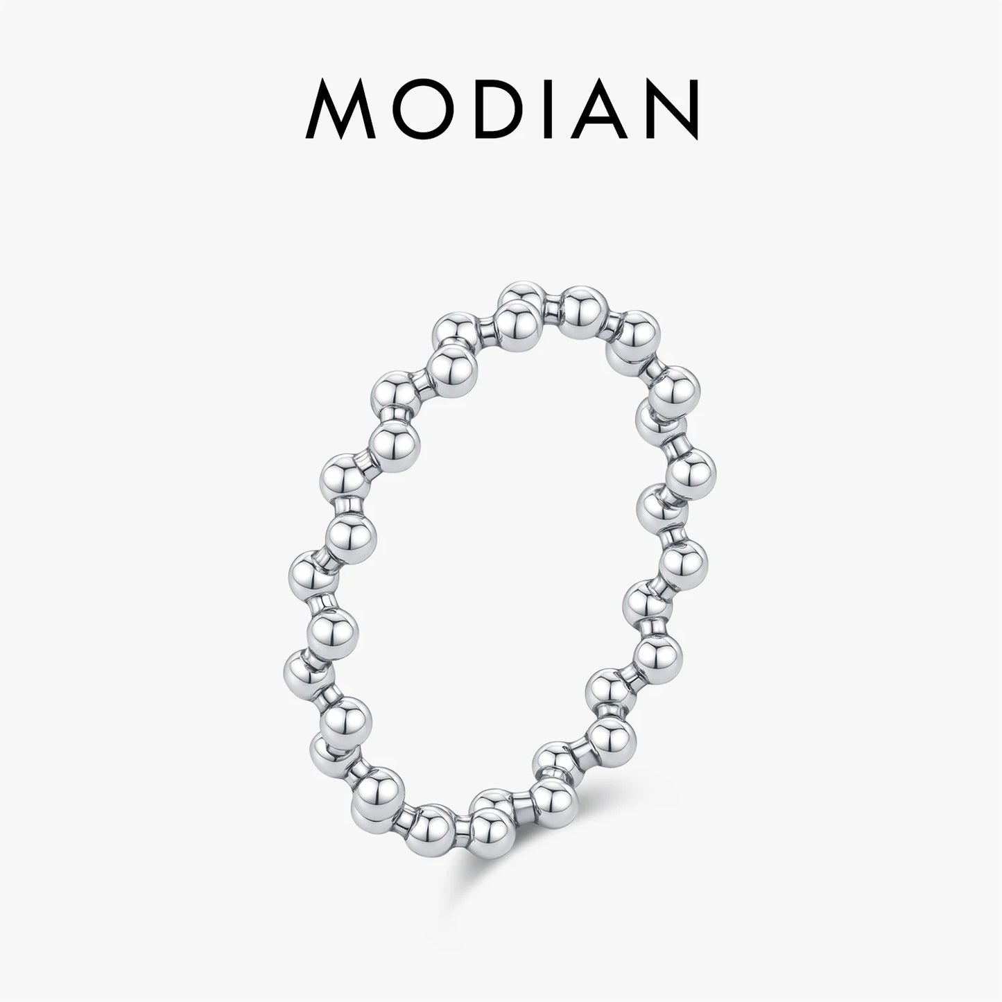 MODIAN 925 Sterling Silver Vintage Irregular Beads Rings Daily Stackable Wear Finger Rings For Women Fine Jewelry Gifts