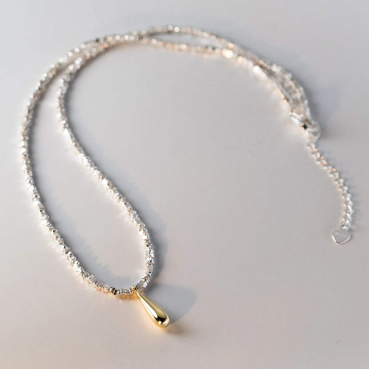 Collar de cadena de eslabones geométricos de plata de ley 925 MODIAN, colgante clásico de gota de agua de color dorado para mujer, joyería fina