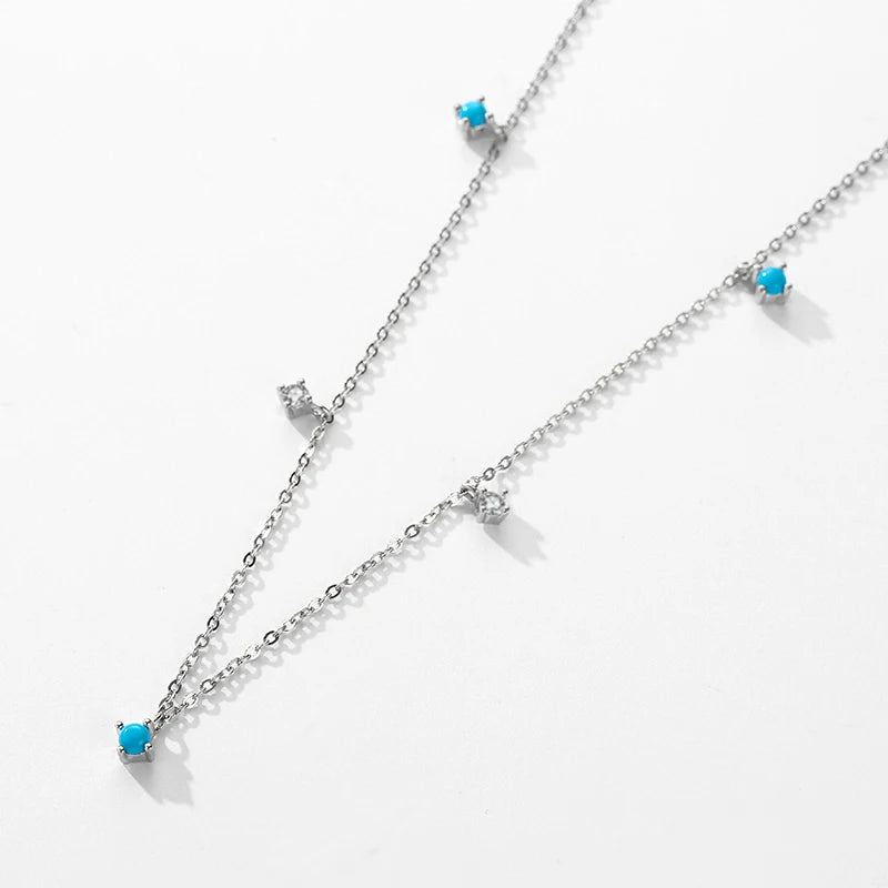 Collar con colgante de cadena de eslabones turquesa de Moidan, de plata de ley 925 auténtica, para mujer, joyería fina de uso diario.