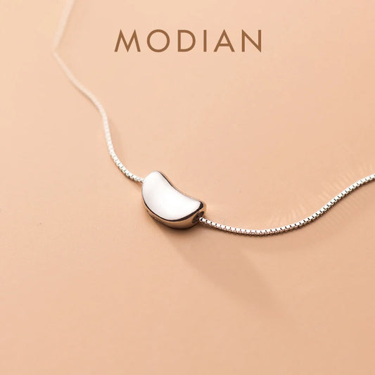 Collar de cadena de eslabones MODIAN para mujer, de plata de ley 925, con colgante sencillo, joyería fina, regalo para niña